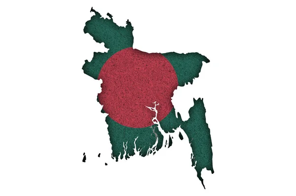 Carte Drapeau Bangladesh Sur Feutre — Photo