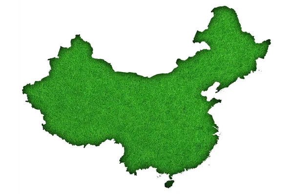 中国地図緑のフェルト — ストック写真