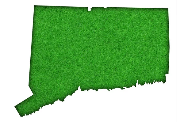 Карта Коннектикуту Зеленому Тлі — стокове фото