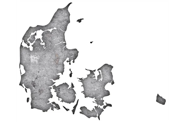 Dänemark Karte Auf Verwittertem Beton — Stockfoto