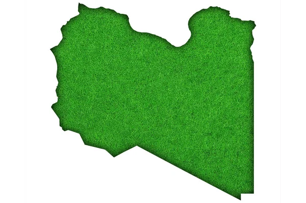 Líbia Térképe Zöld Filcen — Stock Fotó