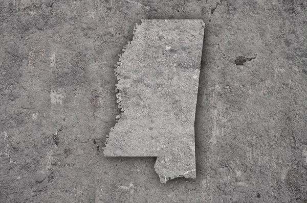 Mapa Mississippi Sobre Betão Desgastado — Fotografia de Stock