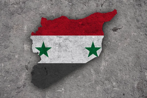 Carte Drapeau Syrie Sur Béton Altéré — Photo