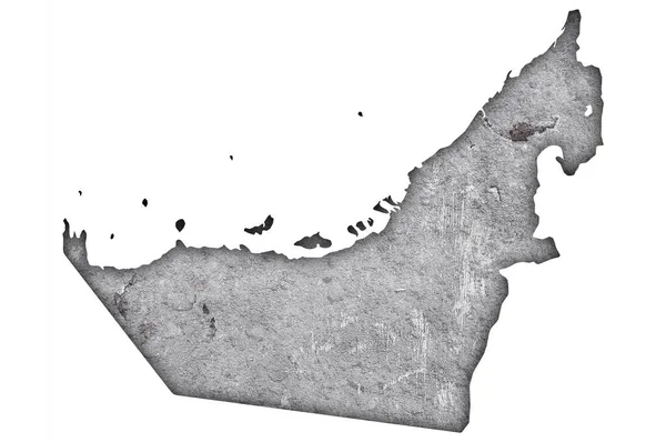 Mapa Dos Emirados Árabes Unidos Sobre Concreto Desgastado — Fotografia de Stock
