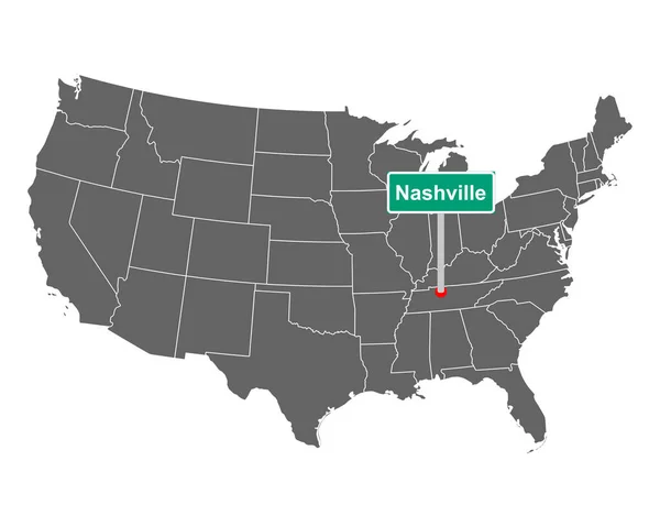 Nashville Ciudad Límite Signo Mapa Como Vector Ilustración — Vector de stock