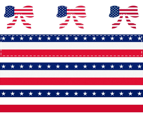 リボンと弓のアメリカ国旗 — ストックベクタ