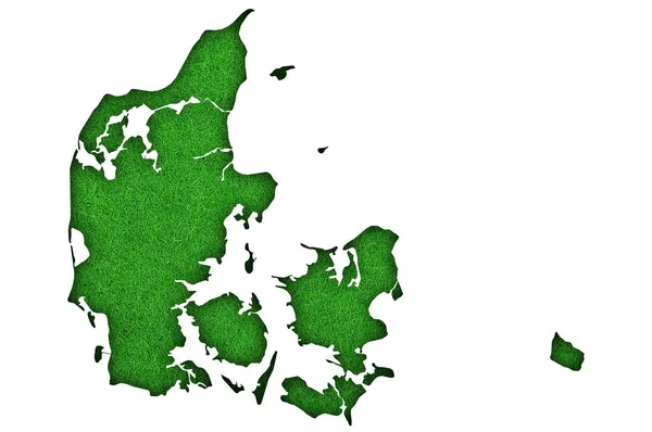 Carte Danemark Sur Feutre Vert — Photo