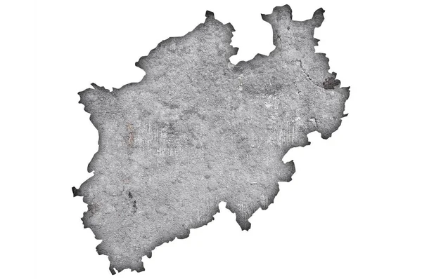 Mapa Renania Del Norte Westfalia Sobre Hormigón Envejecido —  Fotos de Stock