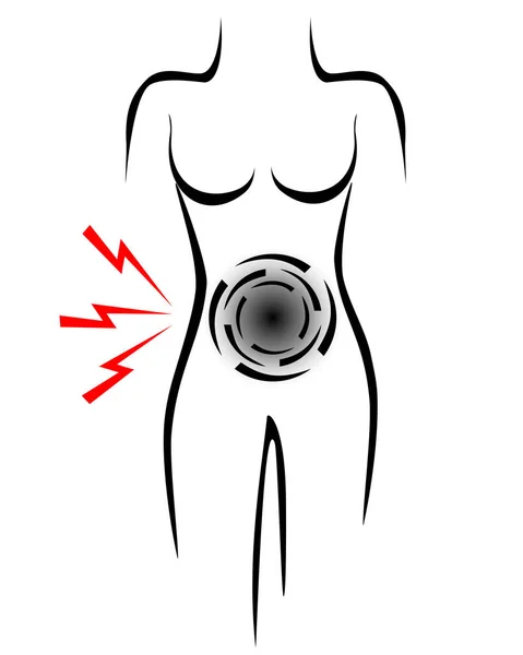 Стилизованное Женское Тело Болевой Точкой Животе — стоковый вектор