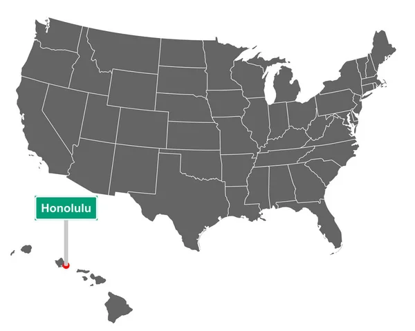 Honolulu Ciudad Límite Signo Mapa Como Ilustración Vectorial — Vector de stock