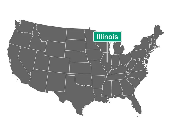 Señal Límite Del Estado Illinois Mapa Como Ilustración Vectorial — Vector de stock