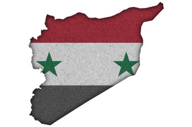 Keçeli Suriye haritası ve bayrağı
