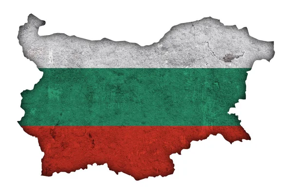 Karte Und Flagge Bulgariens Auf Verwittertem Beton — Stockfoto