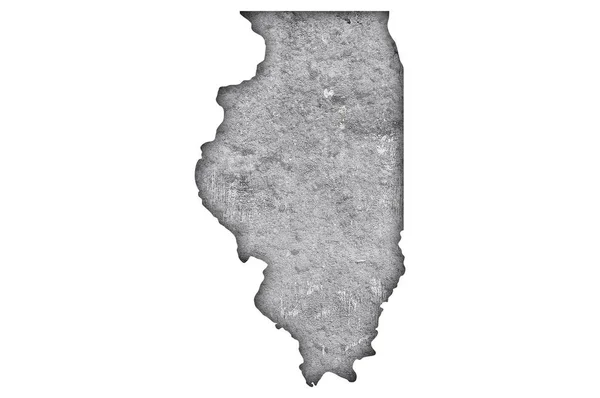 Mapa Illinois Sobre Hormigón Envejecido —  Fotos de Stock