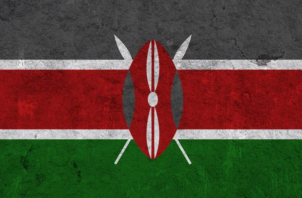 天気の良いコンクリート上のケニアの旗 — ストック写真