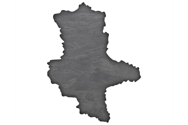 Mapa Saxônia Anhalt Ardósia Escura — Fotografia de Stock