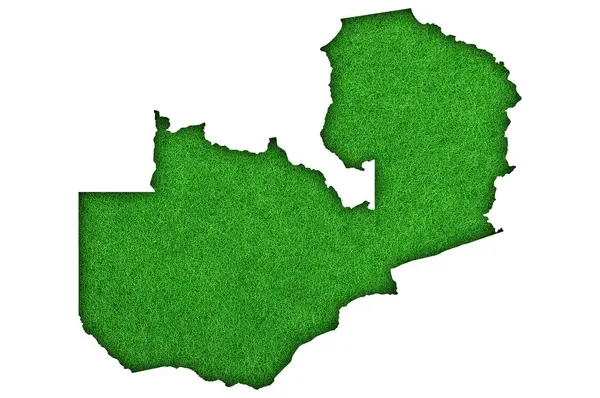 Map Zambia Green Felt — Stock Photo, Image