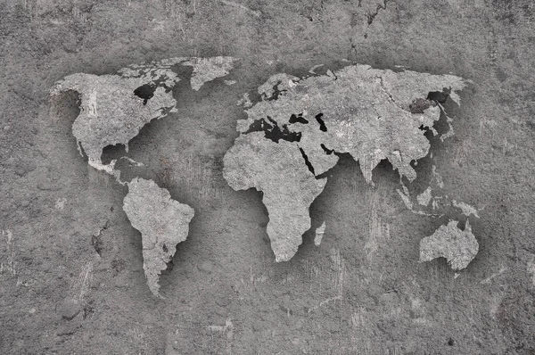 Карта Мира Выветренному Бетону — стоковое фото