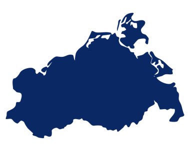 Mecklenburg-Vorpommern haritası mavi renkte