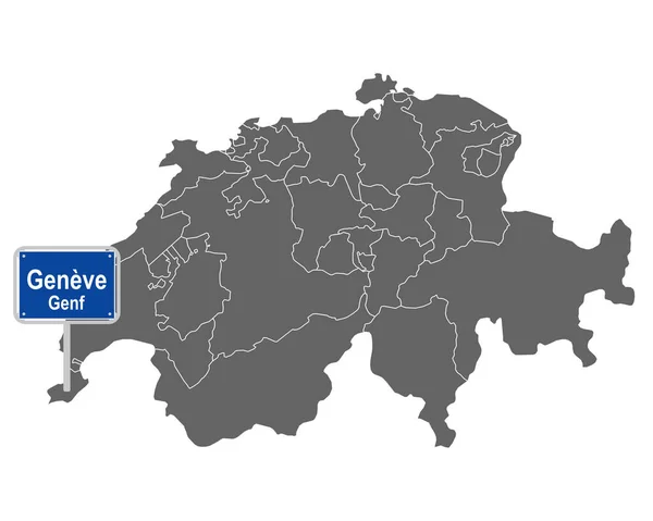 Map Switzerland Road Sign Geneve — Stock Vector