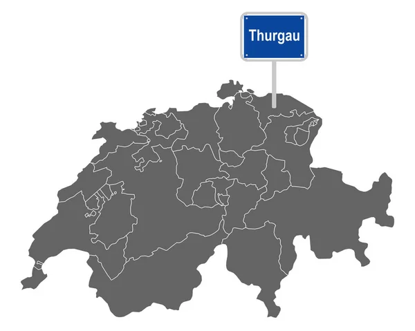 Kaart Van Zwitserland Met Verkeersbord Van Thurgau — Stockvector