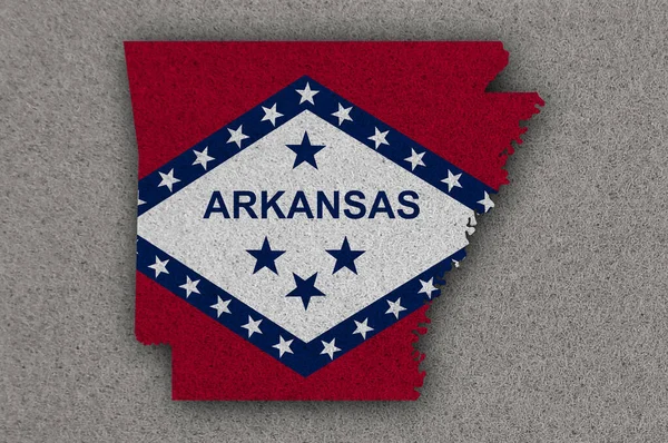 Mapa Bandera Arkansas Fieltro — Foto de Stock