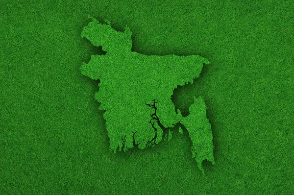 Banglades Térképe Zöld Filcen — Stock Fotó