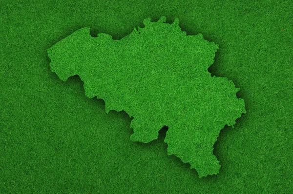 Carte Belgique Sur Feutre Vert — Photo