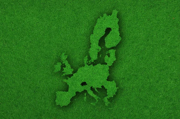 Mapa Unii Europejskiej Zielonym Filcu — Zdjęcie stockowe