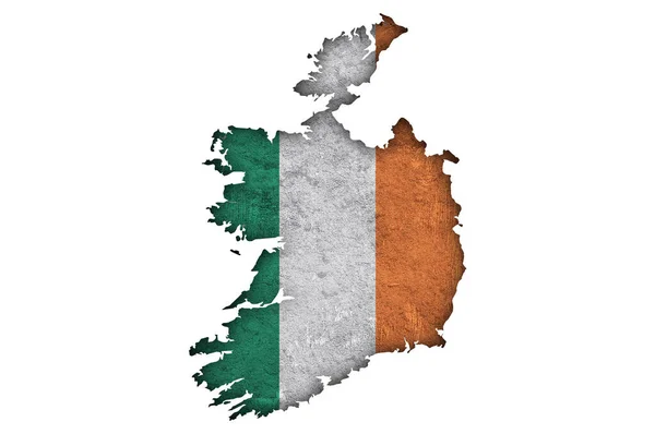 Χάρτης Και Σημαία Της Ιρλανδίας Για Ξεπερασμένο Σκυρόδεμα — Φωτογραφία Αρχείου