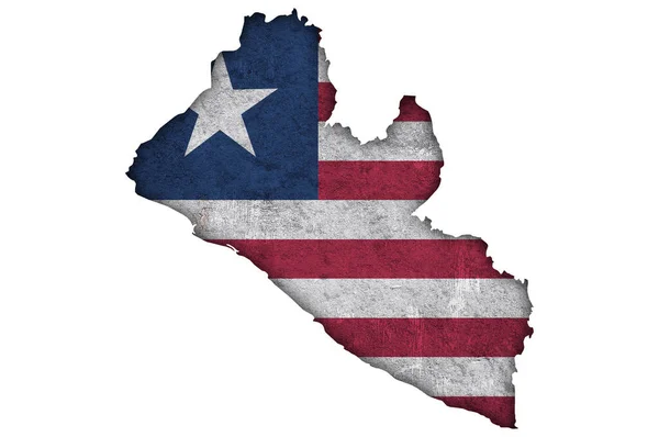 Karte Und Flagge Von Liberia Auf Verwittertem Beton — Stockfoto