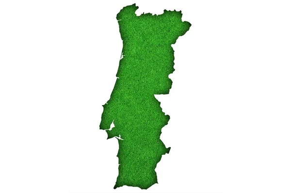 Carte Portugal Sur Feutre Vert — Photo