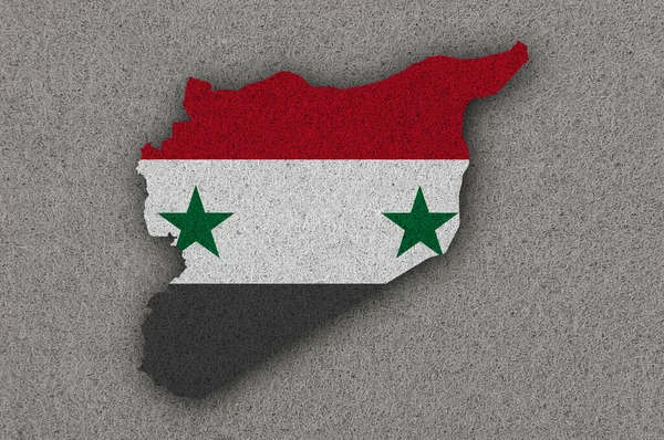 Carte Drapeau Syrie Sur Feutre — Photo