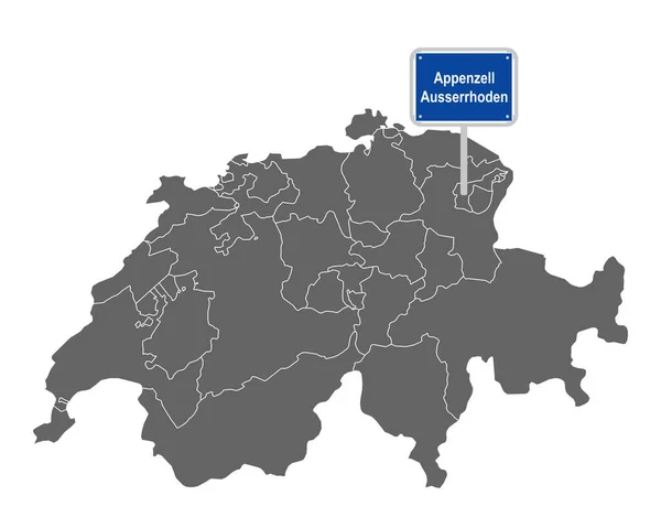 Mapa Švýcarska Značkou Appenzell Ausserrhoden — Stockový vektor