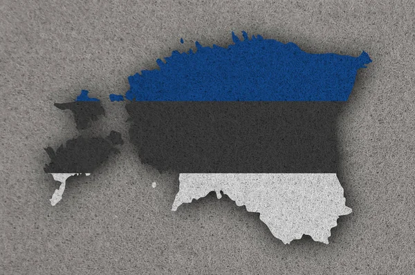 Χάρτης Και Σημαία Της Εσθονίας Τσόχα — Φωτογραφία Αρχείου