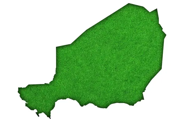 ニジェールの地図緑のフェルト — ストック写真