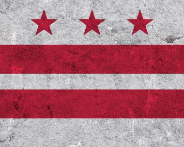 Washington DC bayrağı yıpranmış betonun üzerinde