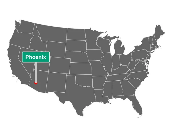 Phoenix Ciudad Límite Signo Mapa Como Ilustración Vectorial — Vector de stock