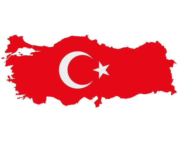 Flagge Auf Der Landkarte Der Türkei — Stockvektor