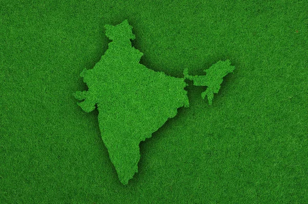 Landkarte Von Indien Auf Grünem Filz — Stockfoto