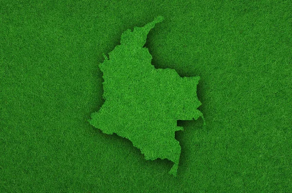Kolumbia Térképe Zöld Filcen — Stock Fotó