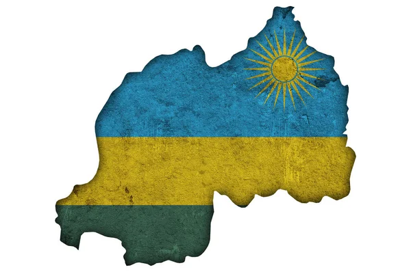 Map Flag Rwanda Weathered Concrete — Stock Photo, Image