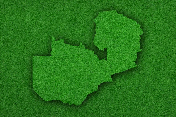 Carte Zambie Sur Feutre Vert — Photo