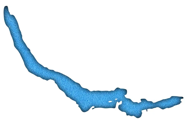 蓝色毛毡上的Zuerich湖地图 — 图库照片