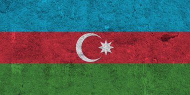 Azerbaycan bayrağı eskimiş betonun üzerinde