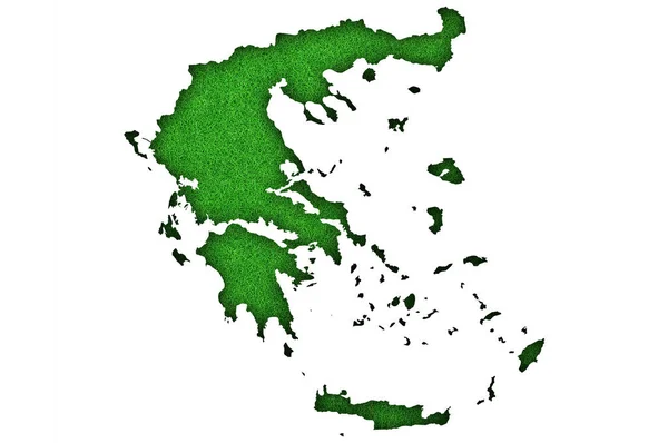 Carte Grèce Sur Feutre Vert — Photo