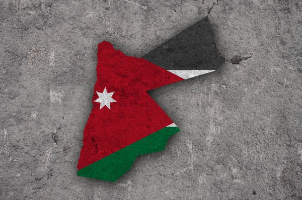 Mapa Bandera Jordania Sobre Hormigón Envejecido —  Fotos de Stock