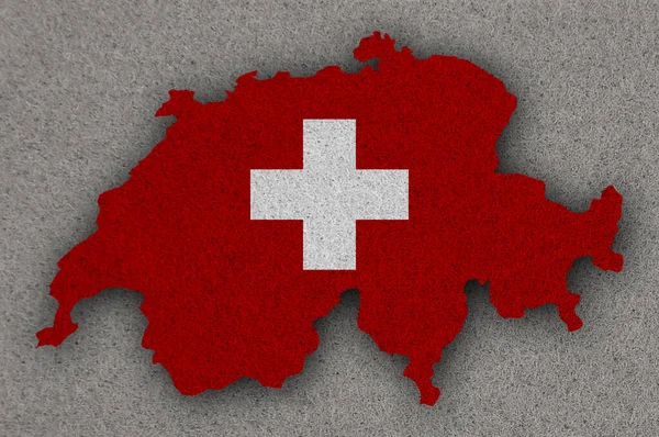 Mapa Vlajka Švýcarska Plsti — Stock fotografie