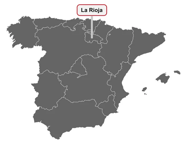 Kaart Van Spanje Met Plaatsnaambord Van Rioja — Stockvector