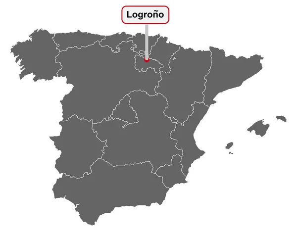 Plaatsnaam Bord Logrono Kaart Van Spanje — Stockvector